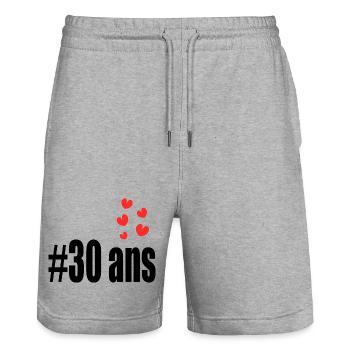 30. 30 YEARS. 30th ANNIVERSARY. 30 YEARS ANNIVERSARY. - Stanley/Stella Trainer Unisex Organic Jogging Shorts - heather grey - Front - Nik (191cm) & Marisol (170cm)