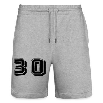 30. 30 YEARS. 30th ANNIVERSARY. 30 YEARS ANNIVERSARY. - Stanley/Stella Trainer Unisex Organic Jogging Shorts - heather grey - Front - Nik (191cm) & Marisol (170cm)