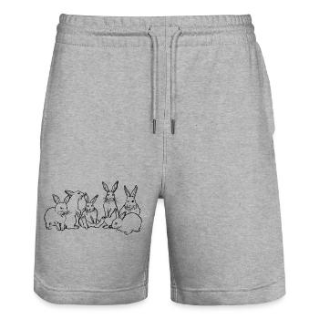 BUNNY GANG - Stanley/Stella Unisex Bio Joggingshorts Trainer  - Grau meliert - Vorne - Nik (191cm) & Marisol (170cm)