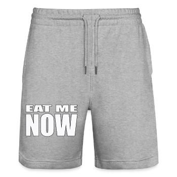 EAT ME NOW - Stanley/Stella Trainer Unisex Organic Jogging Shorts - heather grey - Front - Nik (191cm) & Marisol (170cm)