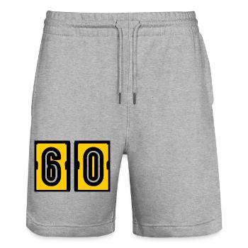 60. 60 YEARS. 60th ANNIVERSARY. 60TH BIRTHDAY. - Stanley/Stella Trainer Unisex Organic Jogging Shorts - heather grey - Front - Nik (191cm) & Marisol (170cm)