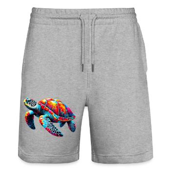 Turtle - Stanley/Stella Trainer Unisex Organic Jogging Shorts - heather grey - Front - Nik (191cm) & Marisol (170cm)