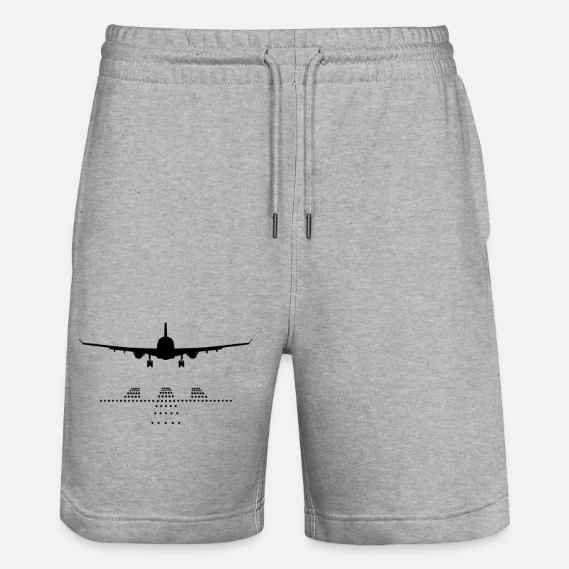 Flugzeug Landebahn - Stanley/Stella Unisex Bio Joggingshorts Trainer  - Grau meliert