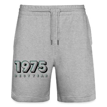 T-shirt en coton année 1975 - Short de jogging bio TRAINER Stanley/Stella unisexe - gris chiné - Devant - Nik (191cm) & Marisol (170cm)