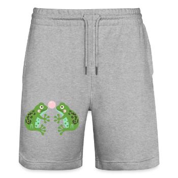 Kaugummi Frösche L Kaugummi Frösche - Stanley/Stella Unisex Bio Joggingshorts Trainer  - Grau meliert - Vorne - Nik (191cm) & Marisol (170cm)