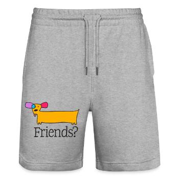 05 Hündchen Lange Farbe Freunde - Stanley/Stella Unisex Bio Joggingshorts Trainer  - Grau meliert - Vorne - Nik (191cm) & Marisol (170cm)