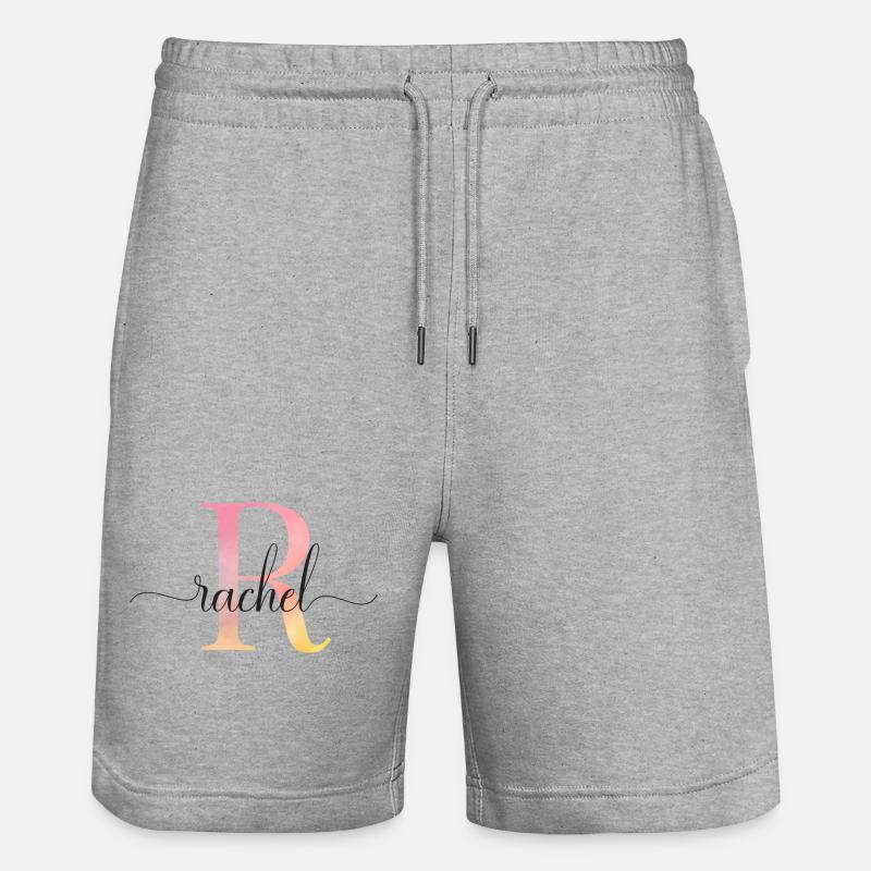 L | Monogramme | Nom | Rachel |Aquarelle - Short de jogging bio TRAINER Stanley/Stella unisexe - gris chiné