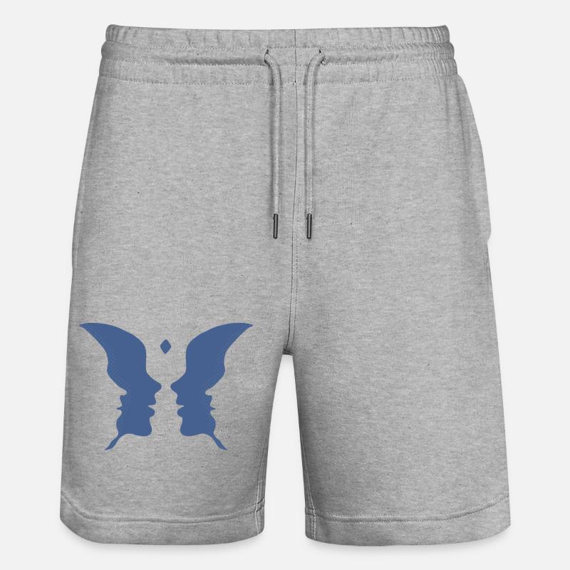 Küssende Gesichter oder ein Schmetterling - Stanley/Stella Unisex Bio Joggingshorts Trainer  - Grau meliert