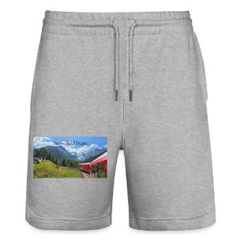 Schweizerischer Roter Zug - Stanley/Stella Unisex Bio Joggingshorts Trainer  - Grau meliert - Vorne - Nik (191cm) & Marisol (170cm)