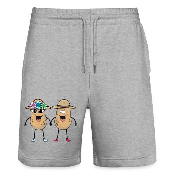 pomme de terre, pommes de terre, légumes, drôle, drôle, drôle, - Short de jogging bio TRAINER Stanley/Stella unisexe - gris chiné - Devant - Nik (191cm) & Marisol (170cm)