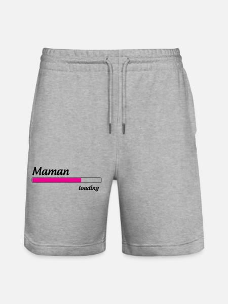 Mom loading... Please Wait - Mother-to-be - Stanley/Stella Trainer Unisex Organic Jogging Shorts - heather grey