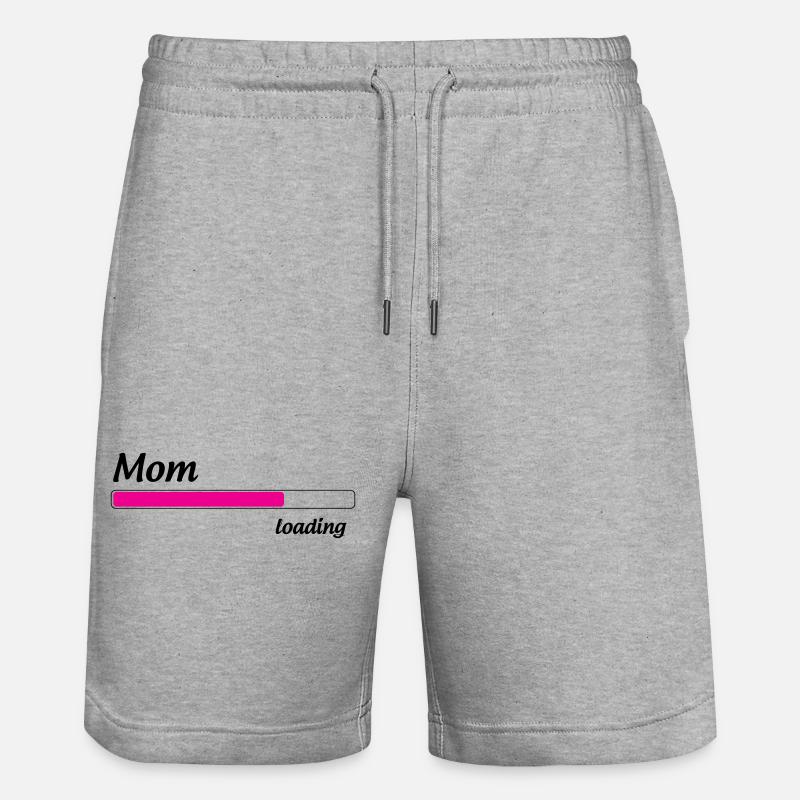 Mama lädt... Bitte warten - Werdende Mutter - Stanley/Stella Unisex Bio Joggingshorts Trainer  - Grau meliert