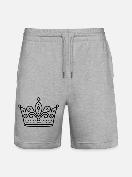 Queen/King Crown Customizable - Stanley/Stella Trainer Unisex Organic Jogging Shorts - heather grey