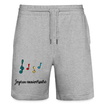 1. 1 Jahr. 1. JUBILÄUM. 1-JÄHRIGES JUBILÄUM - Stanley/Stella Unisex Bio Joggingshorts Trainer  - Grau meliert - Vorne - Nik (191cm) & Marisol (170cm)