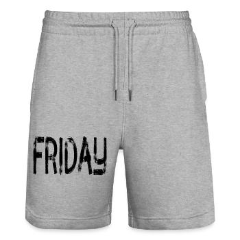 Friday Freitag Wochenende - Stanley/Stella Unisex Bio Joggingshorts Trainer  - Grau meliert - Vorne - Nik (191cm) & Marisol (170cm)