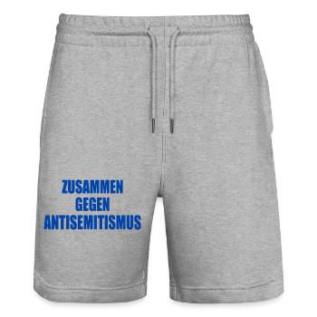 zusammen gegen antisemitismus - Stanley/Stella Unisex Bio Joggingshorts Trainer  - Grau meliert - Vorne - Nik (191cm) & Marisol (170cm)