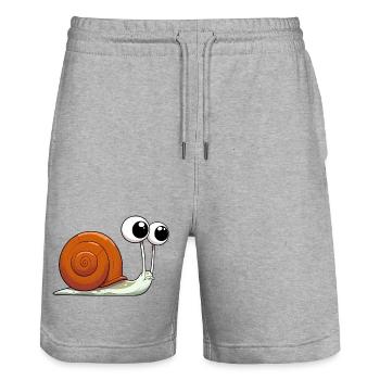Schnecke - Stanley/Stella Unisex Bio Joggingshorts Trainer  - Grau meliert - Vorne - Nik (191cm) & Marisol (170cm)