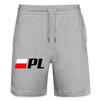 Polish Flag Patriotic PL - Stanley/Stella Trainer Unisex Organic Jogging Shorts - heather grey - Front - Nik (191cm) & Marisol (170cm)