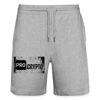 Pro Crypto - Stanley/Stella Unisex Bio Joggingshorts Trainer  - Grau meliert - Vorne - Nik (191cm) & Marisol (170cm)