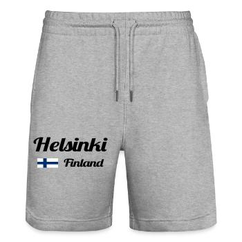 Helsinki Finnland - Stylische Drucke - Stanley/Stella Unisex Bio Joggingshorts Trainer  - Grau meliert - Vorne - Nik (191cm) & Marisol (170cm)