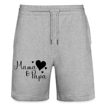 Mama und Papa - Stanley/Stella Unisex Bio Joggingshorts Trainer  - Grau meliert - Vorne - Nik (191cm) & Marisol (170cm)