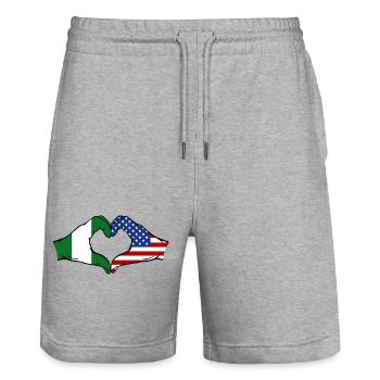 Nigeria États-Unis Drapeau Mains Coeur Forme - Short de jogging bio TRAINER Stanley/Stella unisexe - gris chiné - Devant - Nik (191cm) & Marisol (170cm)