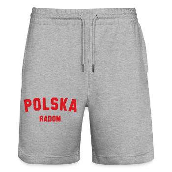 RADOM Polska Poland Polen - Stanley/Stella Trainer Unisex Organic Jogging Shorts - heather grey - Front - Nik (191cm) & Marisol (170cm)
