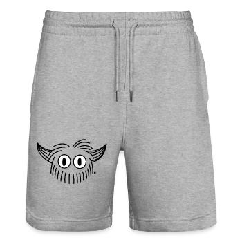 Furry Monster - Stanley/Stella Trainer Unisex Organic Jogging Shorts - heather grey - Front - Nik (191cm) & Marisol (170cm)