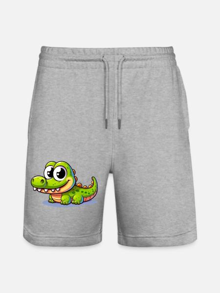 Alligator Crocodile - Stanley/Stella Trainer Unisex Organic Jogging Shorts - heather grey