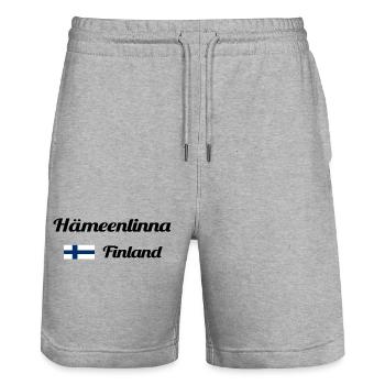 Hämeenlinna Finnland - Stylische Drucke - Stanley/Stella Unisex Bio Joggingshorts Trainer  - Grau meliert - Vorne - Nik (191cm) & Marisol (170cm)
