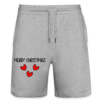 WEIHNACHTEN. FROHE WEIHNACHTEN. FROHE WEIHNACHTEN. NEUJAHRSTAG - Stanley/Stella Unisex Bio Joggingshorts Trainer  - Grau meliert - Vorne - Nik (191cm) & Marisol (170cm)