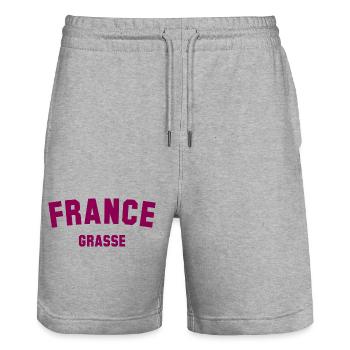 GRASSE France France - Stanley/Stella Trainer Unisex Organic Jogging Shorts - heather grey - Front - Nik (191cm) & Marisol (170cm)
