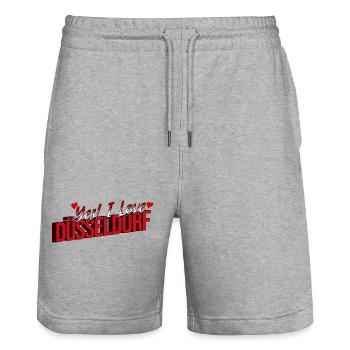 Yes! I Love Düsseldorf – Heimatliebe Design - Stanley/Stella Unisex Bio Joggingshorts Trainer  - Grau meliert - Vorne - Nik (191cm) & Marisol (170cm)