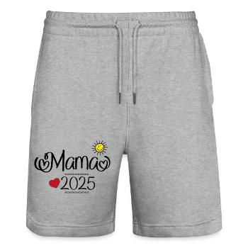 Maman 2025 - Short de jogging bio TRAINER Stanley/Stella unisexe - gris chiné - Devant - Nik (191cm) & Marisol (170cm)