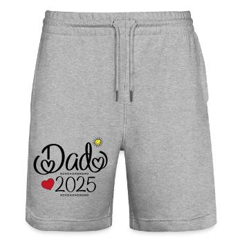 Dad 2025 - Stanley/Stella Trainer Unisex Organic Jogging Shorts - heather grey - Front - Nik (191cm) & Marisol (170cm)
