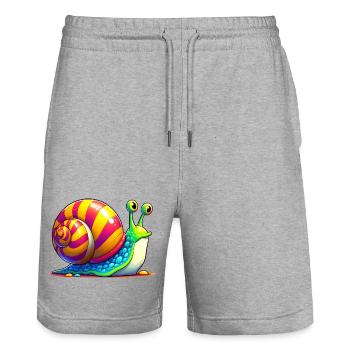 Schnecke - Stanley/Stella Unisex Bio Joggingshorts Trainer  - Grau meliert - Vorne - Nik (191cm) & Marisol (170cm)