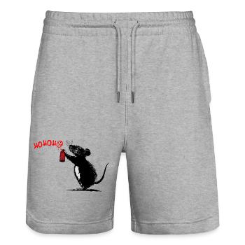 Holiday Rebel: Graffiti Greetings 2 - Stanley/Stella Trainer Unisex Organic Jogging Shorts - heather grey - Front - Nik (191cm) & Marisol (170cm)