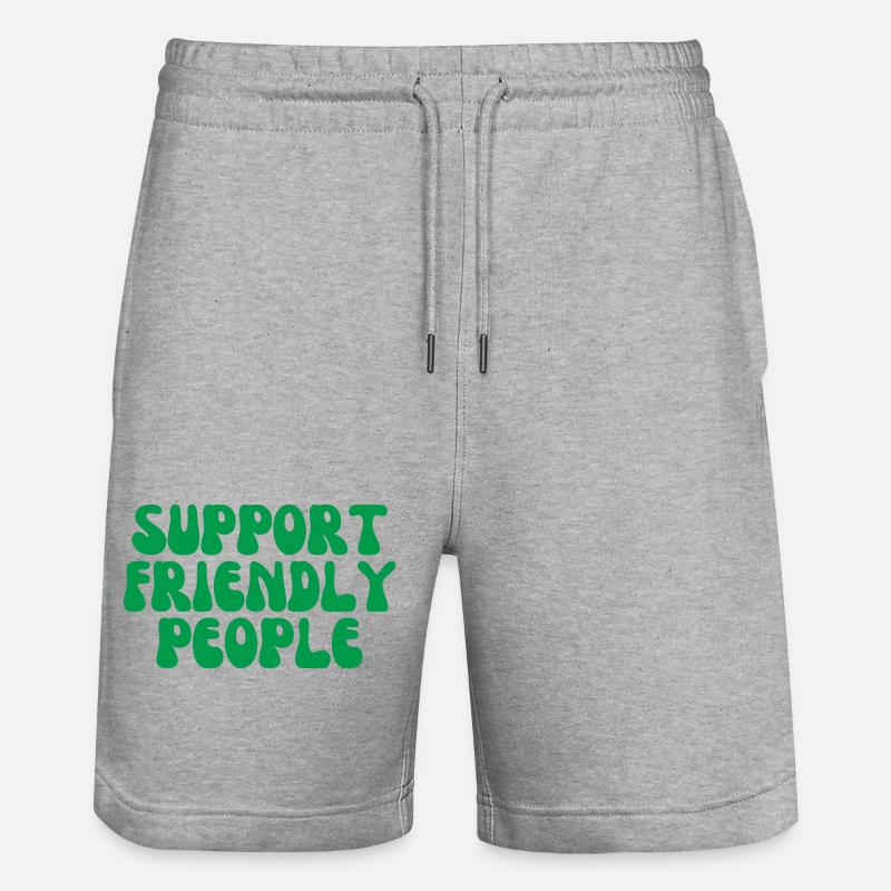 Support friendly people - Stanley/Stella Trainer Unisex Organic Jogging Shorts - heather grey