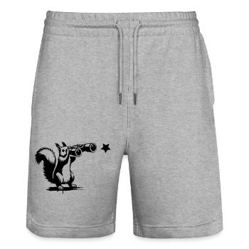 Eichhörnchen mit Fernglas– Suche nach den Sternen - Stanley/Stella Unisex Bio Joggingshorts Trainer  - Grau meliert - Vorne - Nik (191cm) & Marisol (170cm)