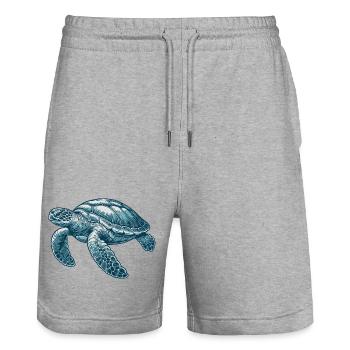 Tortue marine - Short de jogging bio TRAINER Stanley/Stella unisexe - gris chiné - Devant - Nik (191cm) & Marisol (170cm)