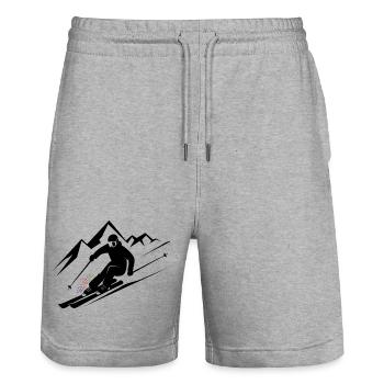 Skifahrer Ski Winter Winterurlaub Wintersport - Stanley/Stella Unisex Bio Joggingshorts Trainer  - Grau meliert - Vorne - Nik (191cm) & Marisol (170cm)
