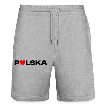LOVE POLSKA Gift - Stanley/Stella Trainer Unisex Organic Jogging Shorts - heather grey - Front - Nik (191cm) & Marisol (170cm)