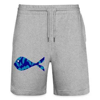 POISSON. MEMOIRE. SARDINE. POISSON D'AVRIL. MER - Short de jogging bio TRAINER Stanley/Stella unisexe - gris chiné - Devant - Nik (191cm) & Marisol (170cm)