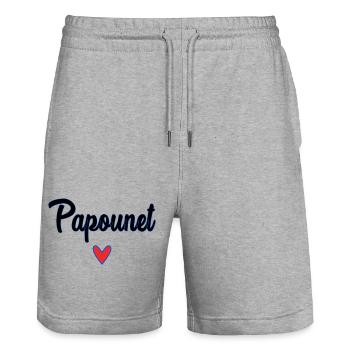 PAPOUNET. DAD. FATHER'S DAY. HAPPY FATHER'S DAY - Stanley/Stella Trainer Unisex Organic Jogging Shorts - heather grey - Front - Nik (191cm) & Marisol (170cm)