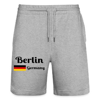 Berlin, Deutschland - Stilvolle Drucke - Stanley/Stella Unisex Bio Joggingshorts Trainer  - Grau meliert - Vorne - Nik (191cm) & Marisol (170cm)