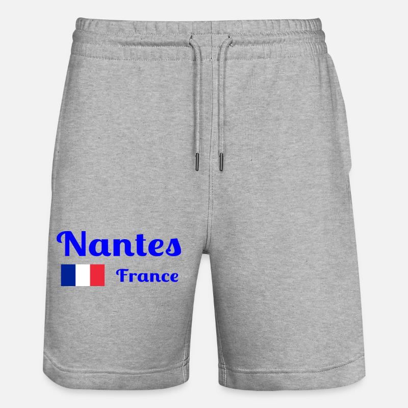 Nantes Frankreich - Stilvolle Drucke - Stanley/Stella Unisex Bio Joggingshorts Trainer  - Grau meliert