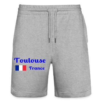 Toulouse France- Stylish prints - Stanley/Stella Trainer Unisex Organic Jogging Shorts - heather grey - Front - Nik (191cm) & Marisol (170cm)