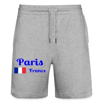Paris Frankreich - Stilvolle Drucke - Stanley/Stella Unisex Bio Joggingshorts Trainer  - Grau meliert - Vorne - Nik (191cm) & Marisol (170cm)