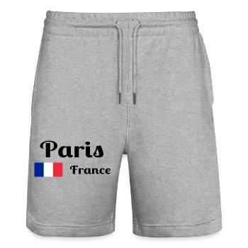 Paris France- Stylish prints - Stanley/Stella Trainer Unisex Organic Jogging Shorts - heather grey - Front - Nik (191cm) & Marisol (170cm)