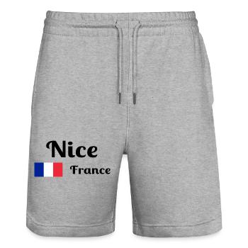 Nice France- Stylish prints - Stanley/Stella Trainer Unisex Organic Jogging Shorts - heather grey - Front - Nik (191cm) & Marisol (170cm)